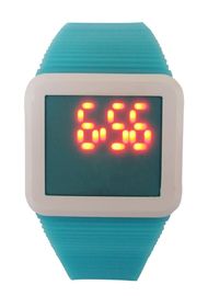 جدي مربّع led Digital wristwatch سليكوون نطاق قبل الظّهر بعد الظّهر ساعة لهبة