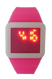 جدي مربّع led Digital wristwatch سليكوون نطاق قبل الظّهر بعد الظّهر ساعة لهبة