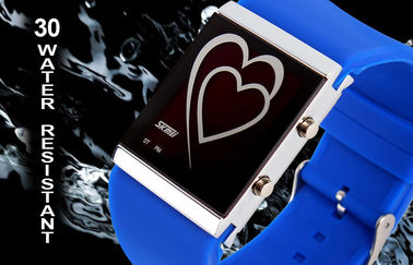 led Digital wristwatch قلب أسلوب زوج el backlight مرآة ساعة