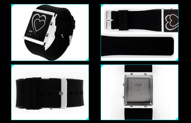 led Digital wristwatch قلب أسلوب زوج el backlight مرآة ساعة