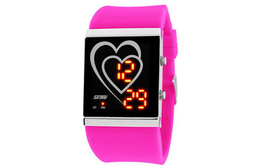 led Digital wristwatch قلب أسلوب زوج el backlight مرآة ساعة