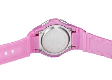 مستدير لون قرنفل pu يصمد إمرأة رياضة ساعة مع lcd إنذار هبة wristwatch