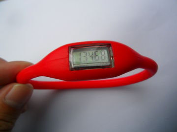 الأحمر / الأرجواني الرياضة سيليكون مقياس الخطو ووتش مع شاشة LCD للبنات / بنين